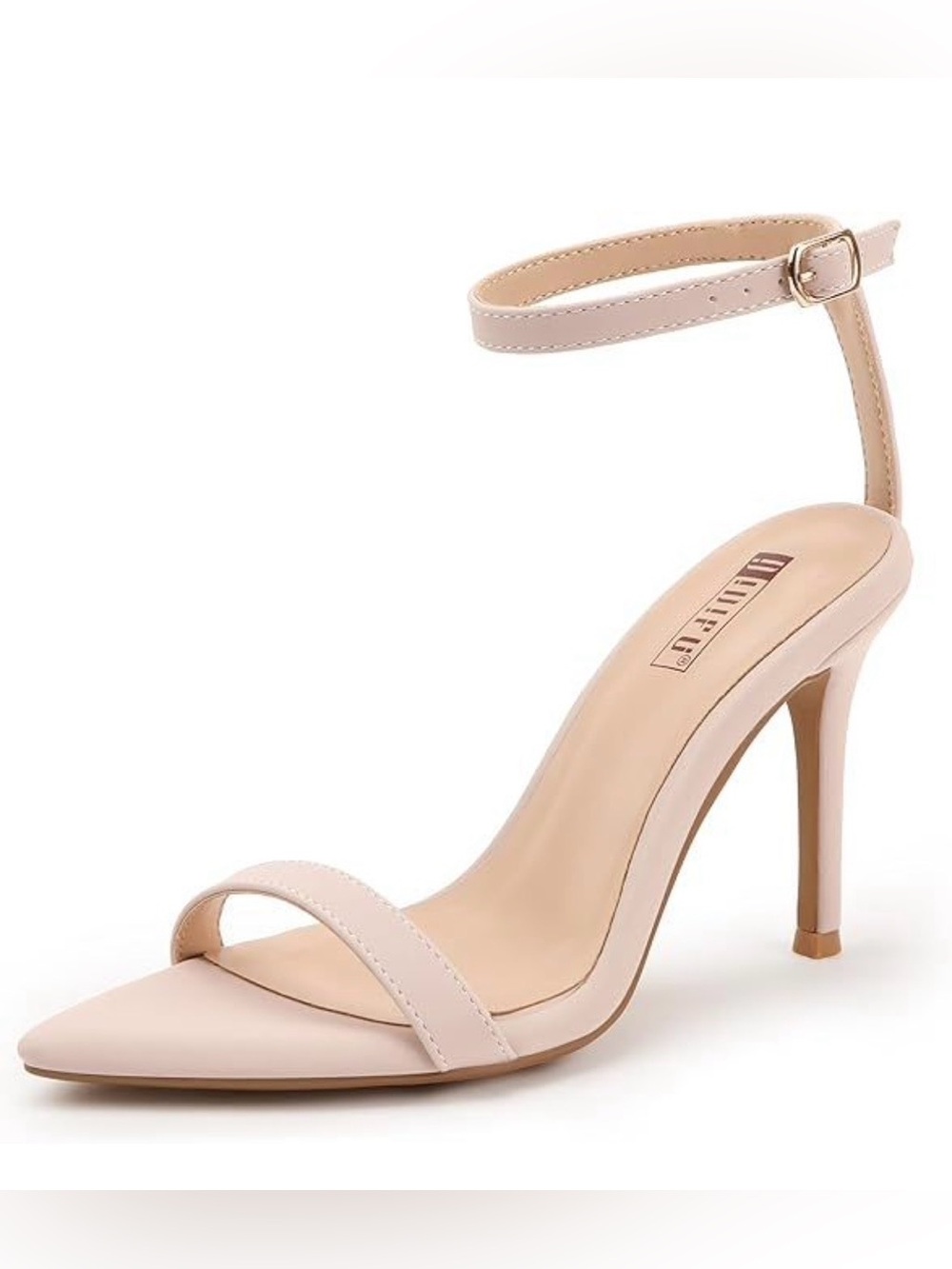 IDIFU Women’s Stiletto Ankle-Strap Sandal in Nude Pink - US Size 7